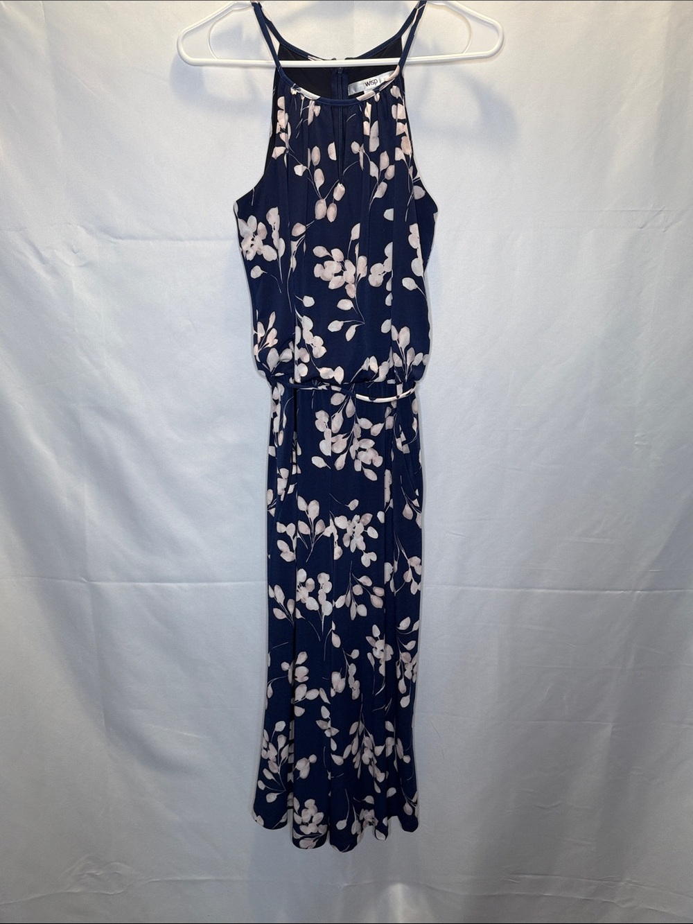 Navy Floral Halter-Style jumpsuit